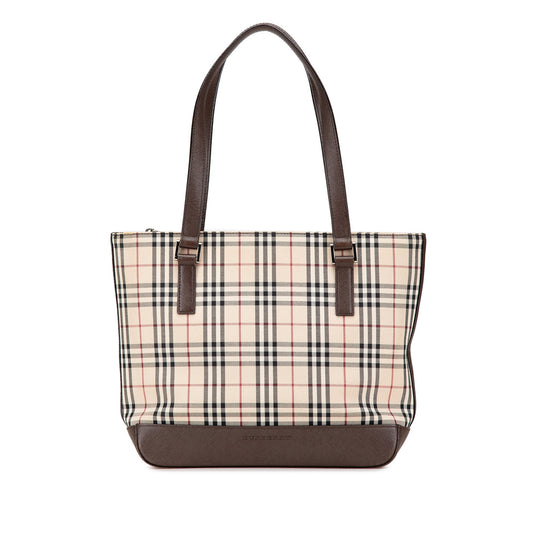 Brown Burberry House Check Canvas Tote