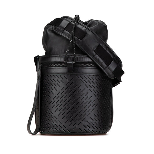 Black Bottega Veneta Perforated Leather Paper Bucket Bag