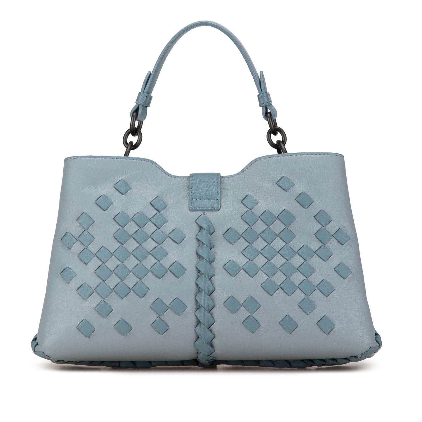 Blue Bottega Veneta Intrecciato Napoli Satchel