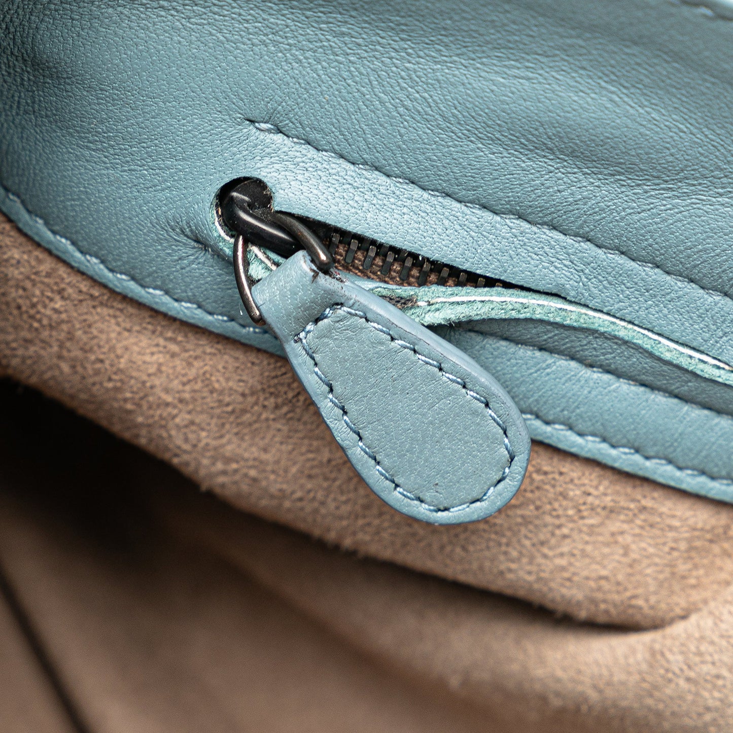 Blue Bottega Veneta Intrecciato Napoli Satchel