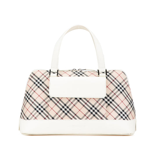Beige Burberry Nova Check Canvas Handbag