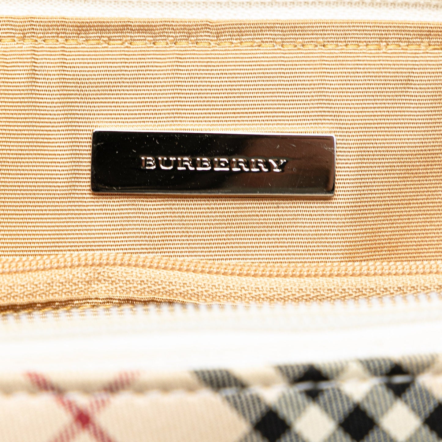 Beige Burberry Nova Check Canvas Handbag