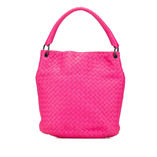 Pink Bottega Veneta Nappa Intrecciato Bucket Bag