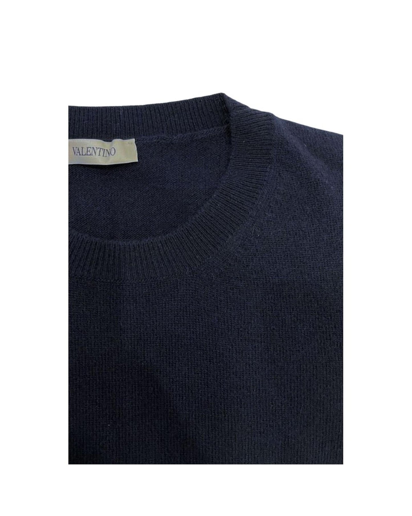 Valentino Cashmere Crew Neck Sweater Men Blue