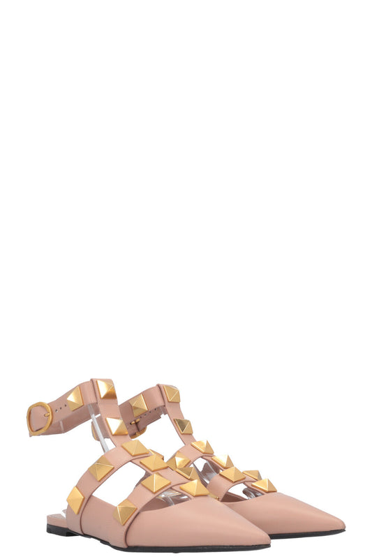 VALENTINO Roman Stud Flats Nude