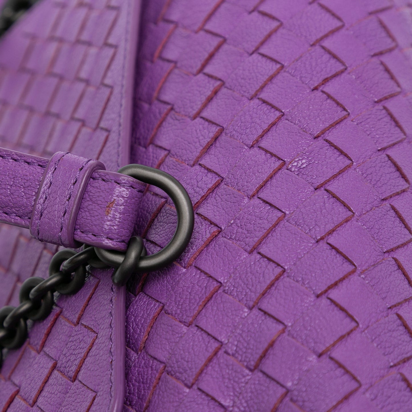 Purple Bottega Veneta Small Madras Goatskin Intrecciato Shoulder Bag
