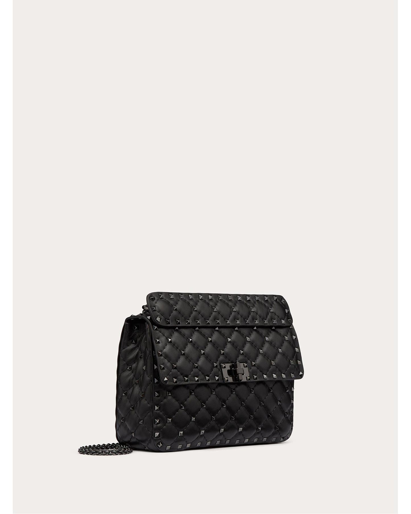 Valentino Garavani Rockstud Shoulder Bag Quilted Leather Women Black Handbags