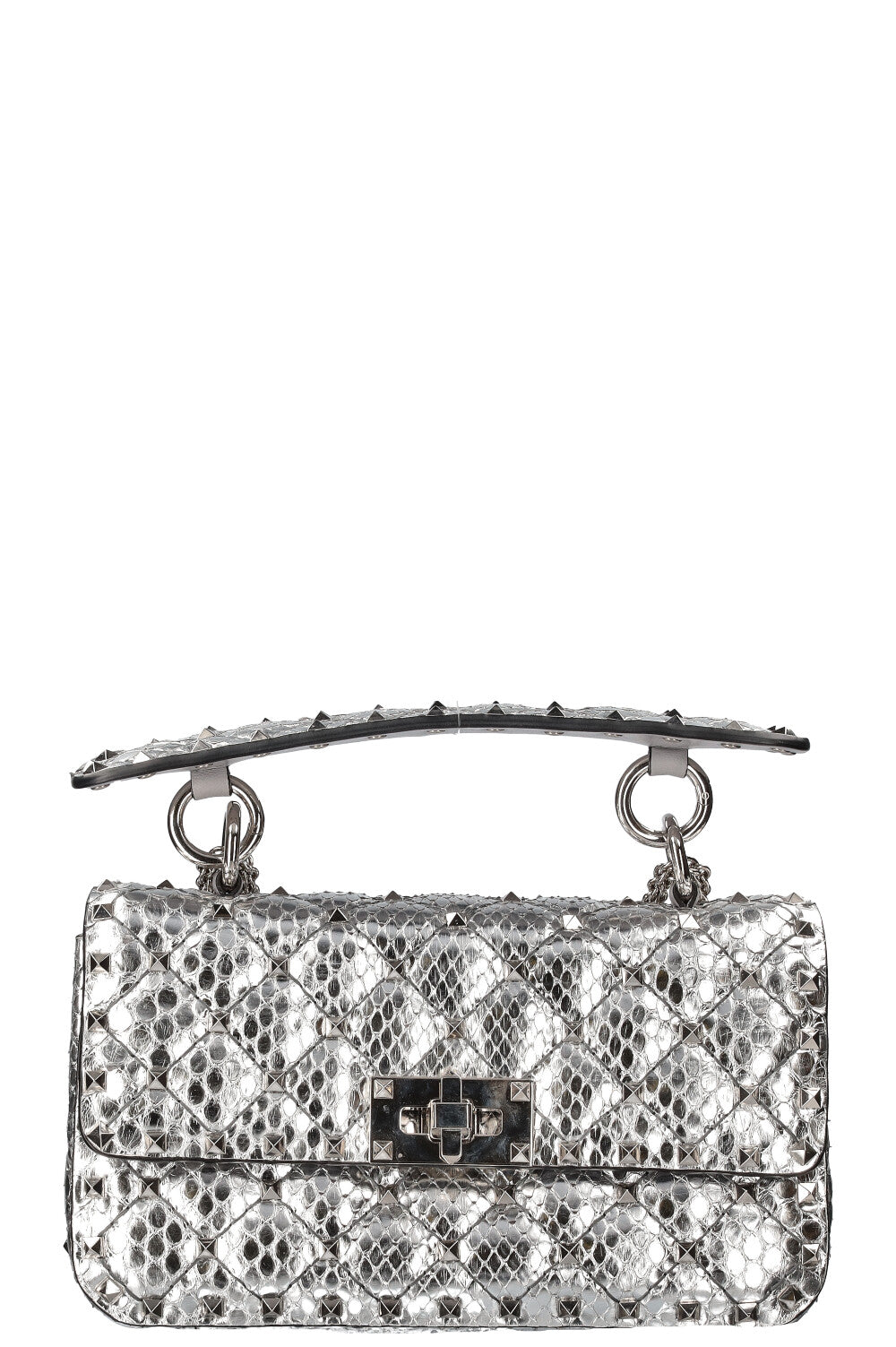 VALENTINO Python Rockstud Bag Small Silver