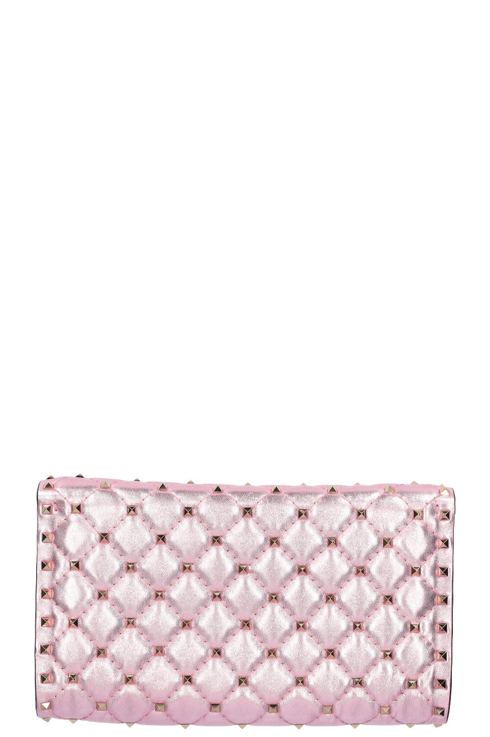 VALENTINO Rockstud Spike Clutch Metallic Pink