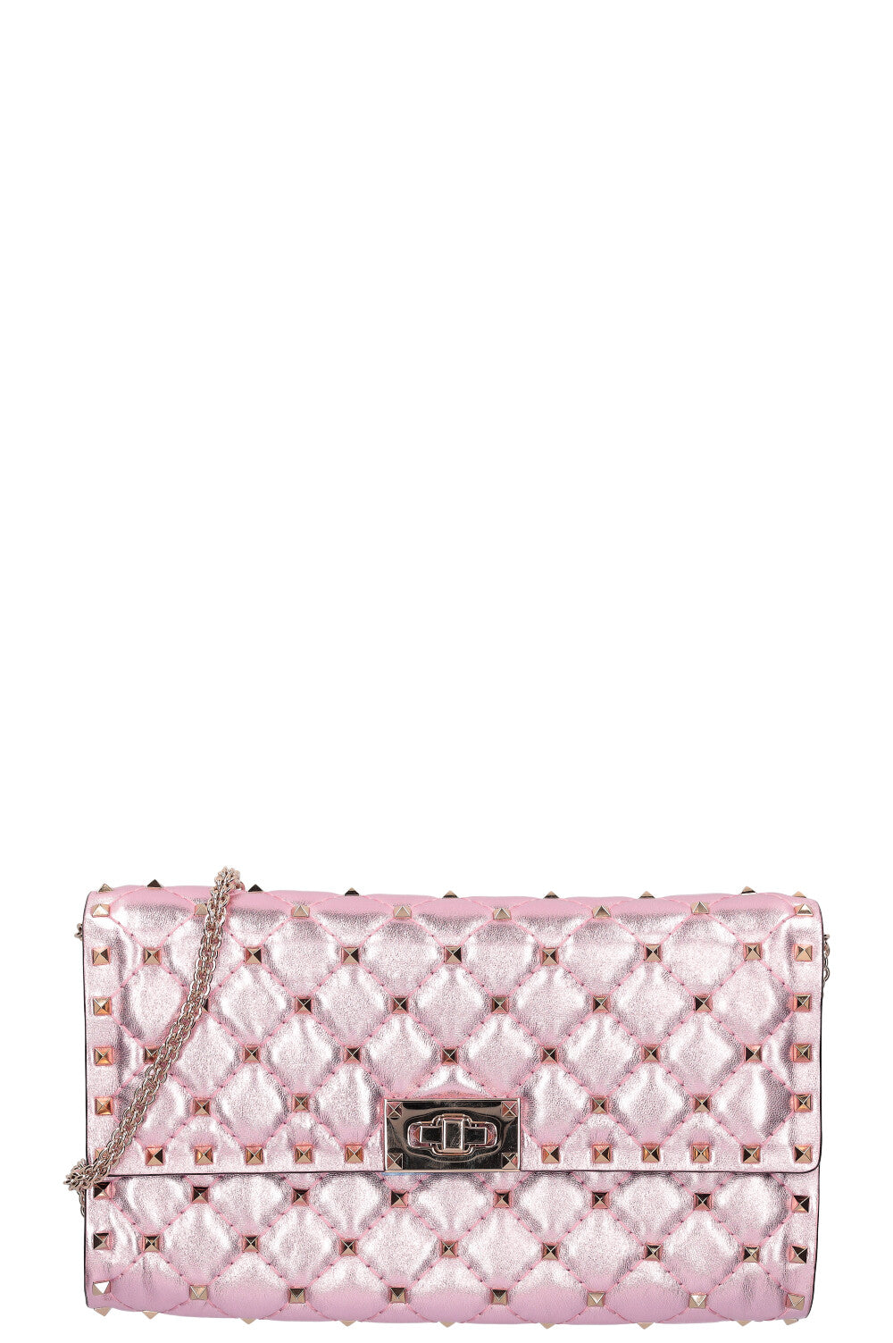 VALENTINO Rockstud Spike Clutch Metallic Pink