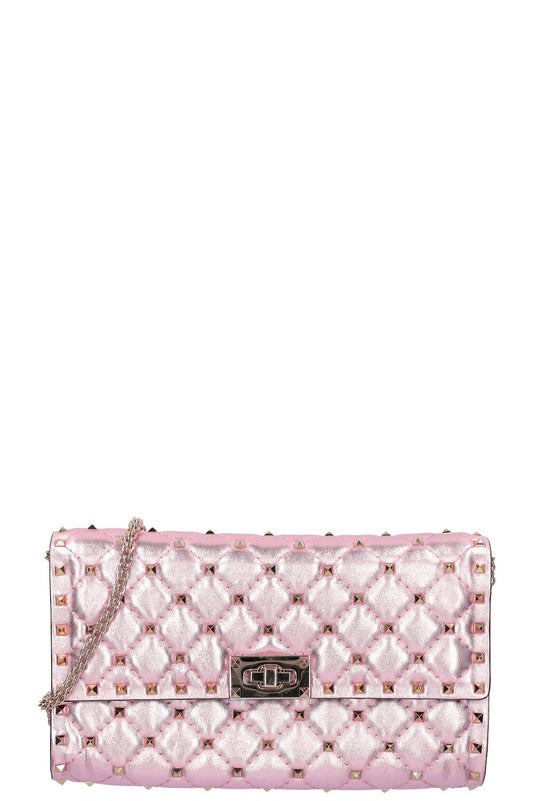 VALENTINO Rockstud Spike Clutch Metallic Pink
