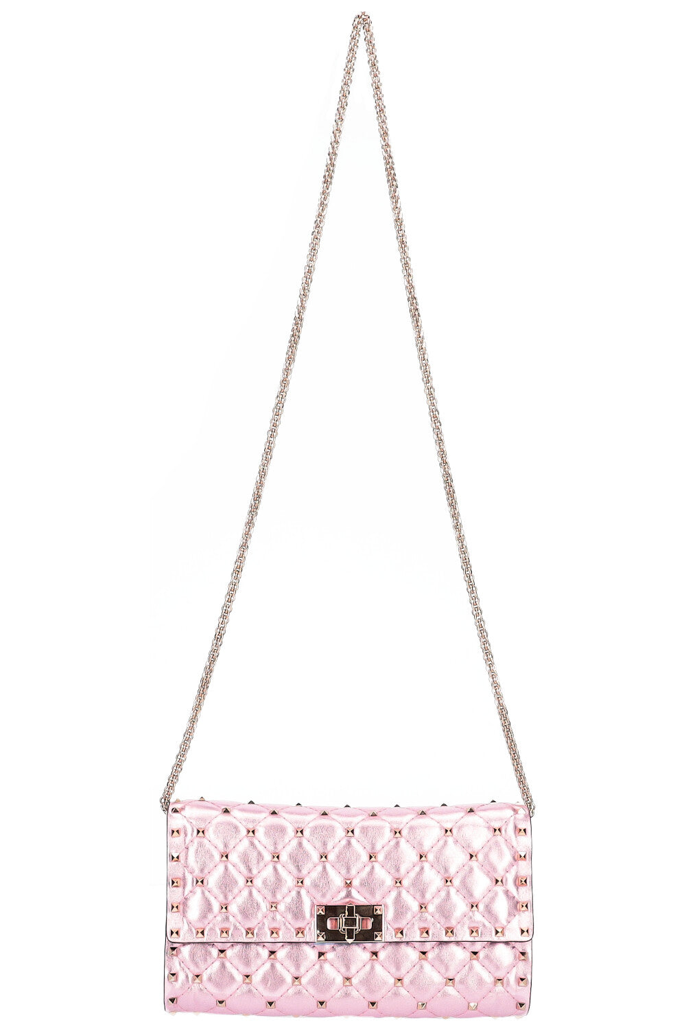 VALENTINO Rockstud Spike Clutch Metallic Pink