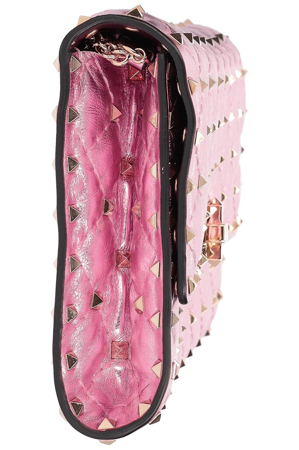 VALENTINO Rockstud Spike Clutch Metallic Pink