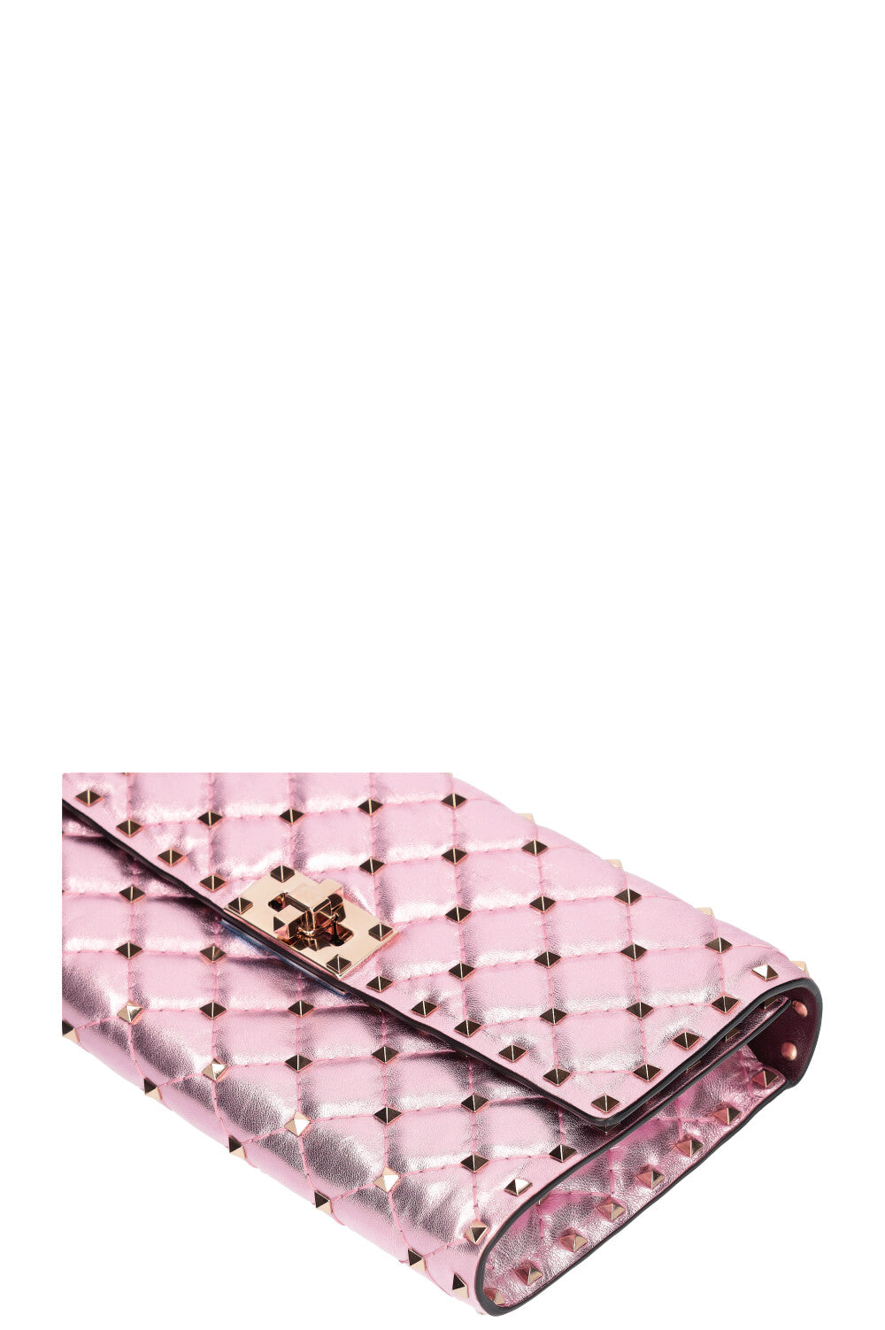 VALENTINO Rockstud Spike Clutch Metallic Pink