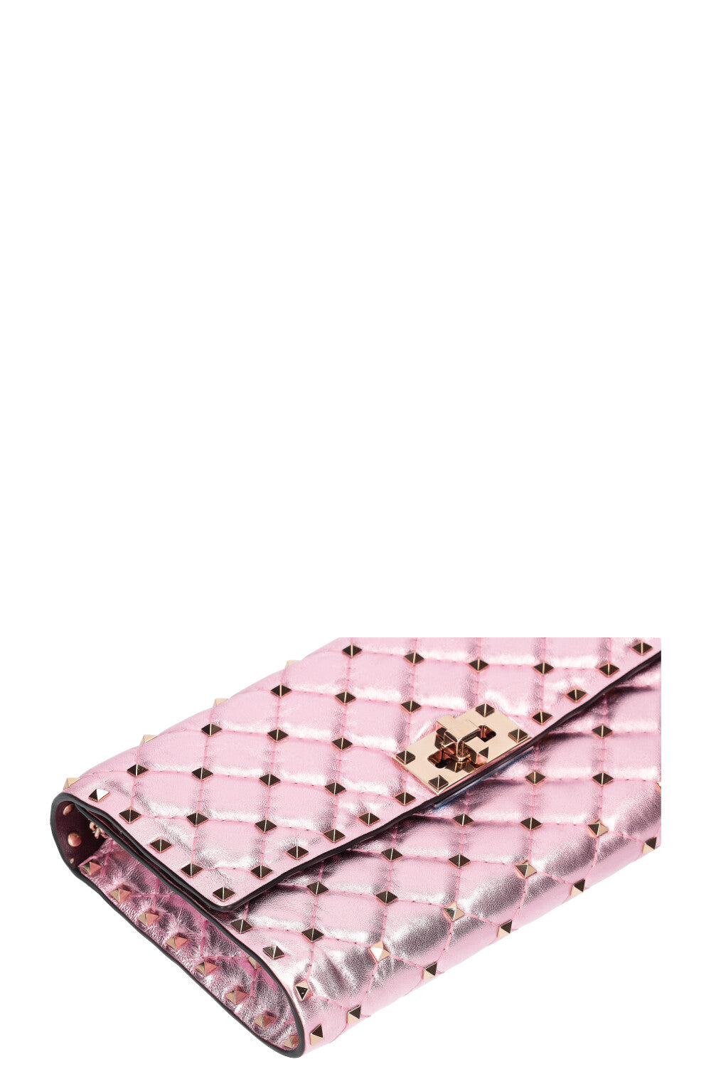 VALENTINO Rockstud Spike Clutch Metallic Pink