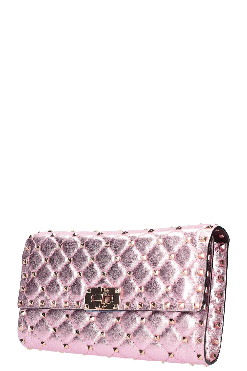 VALENTINO Rockstud Spike Clutch Metallic Pink