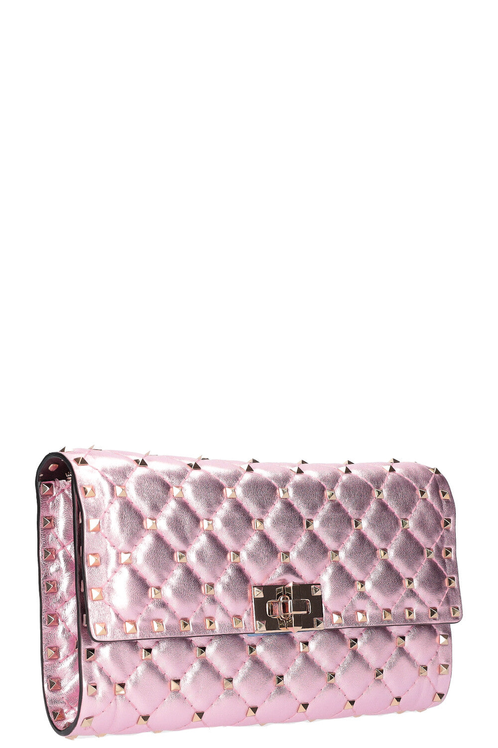 VALENTINO Rockstud Spike Clutch Metallic Pink