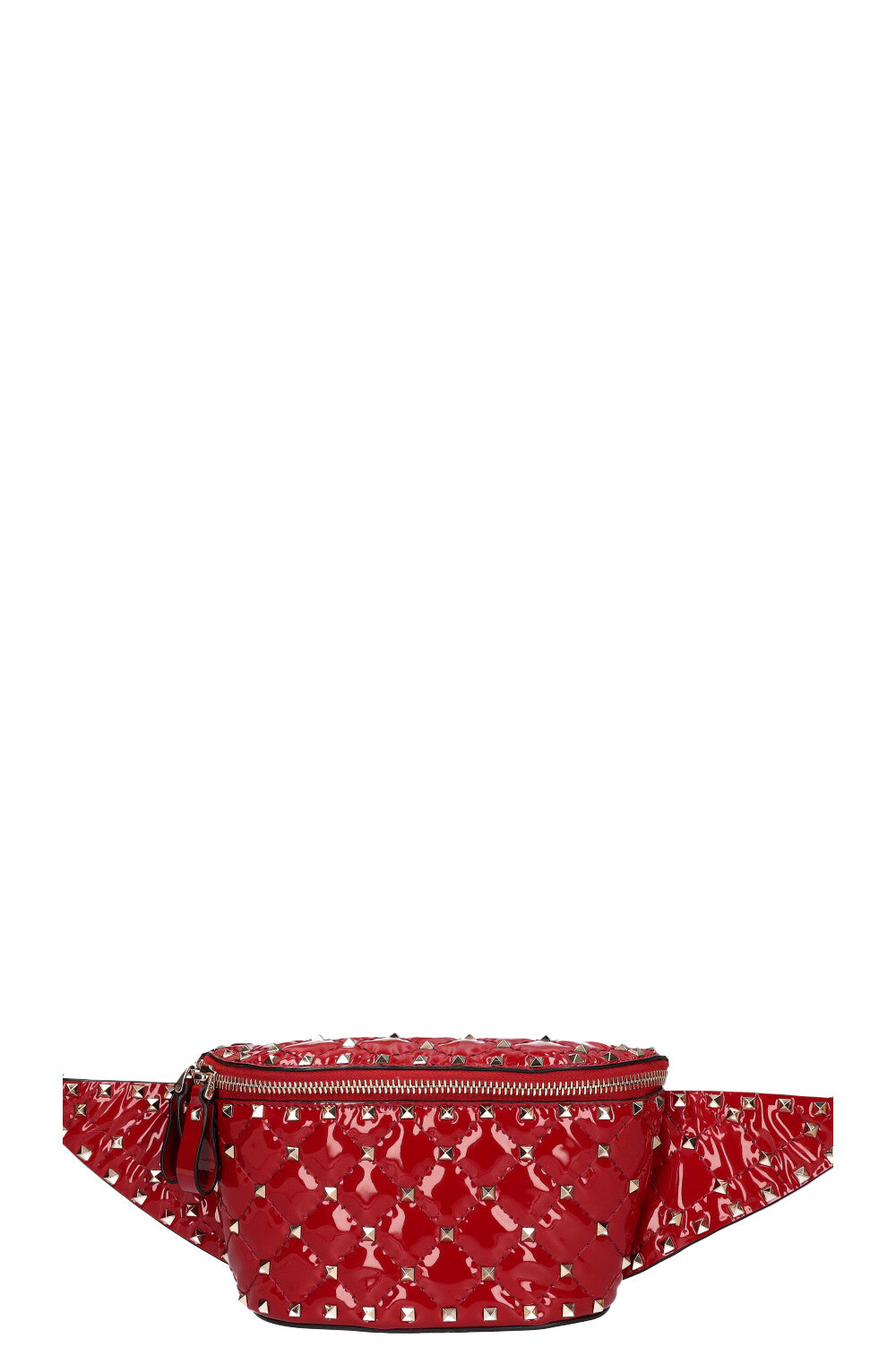 VALENTINO Rockstud Patent Belt Bag Red