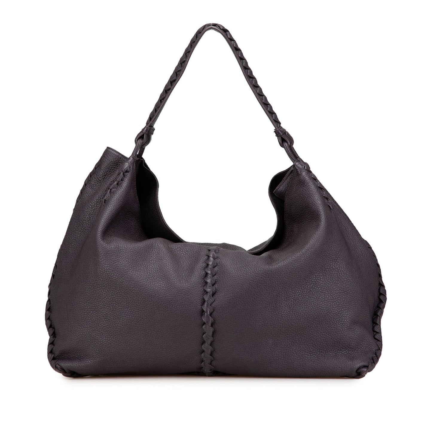 Purple Bottega Veneta Intrecciato Trimmed Washed Cervo Shoulder Bag