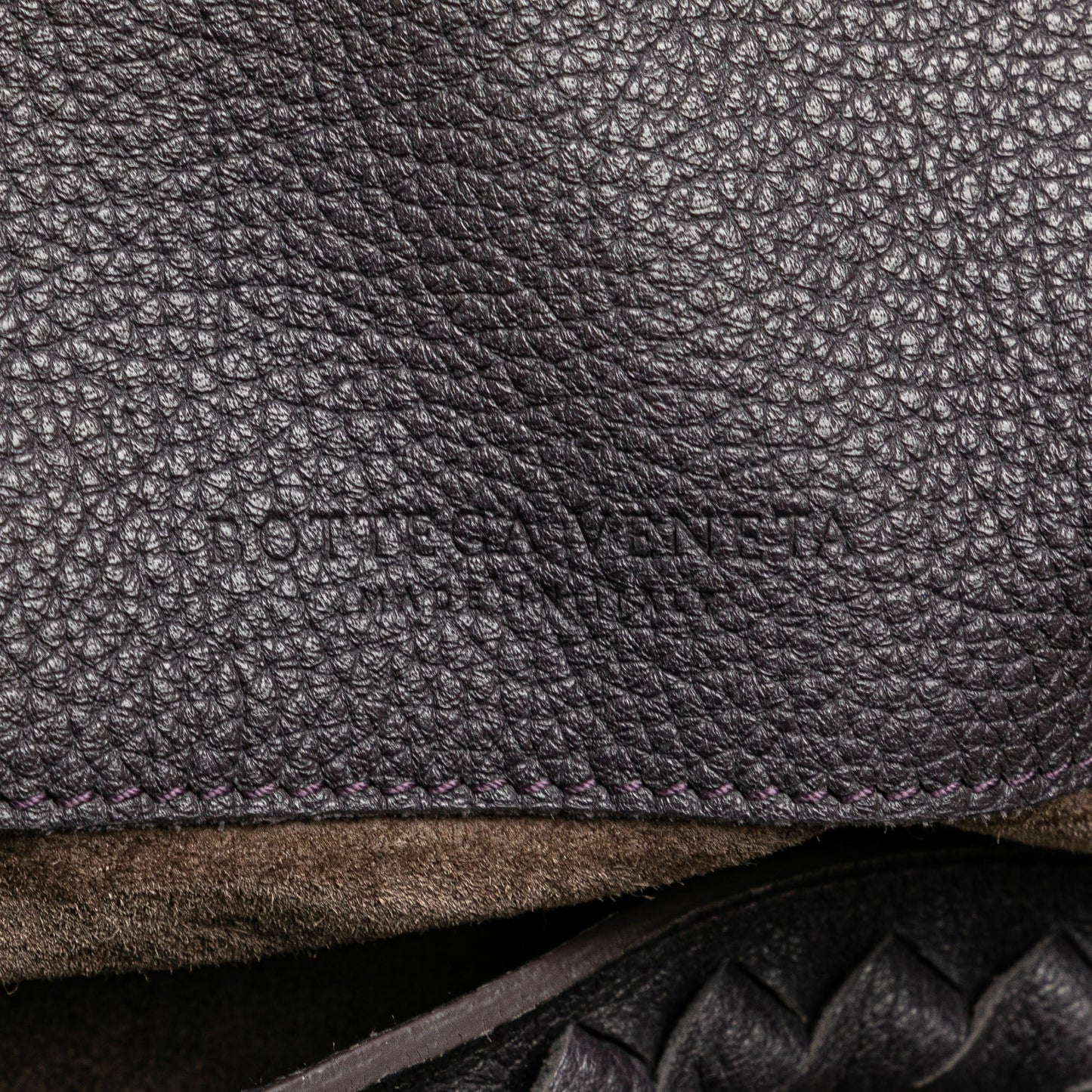 Purple Bottega Veneta Intrecciato Trimmed Washed Cervo Shoulder Bag