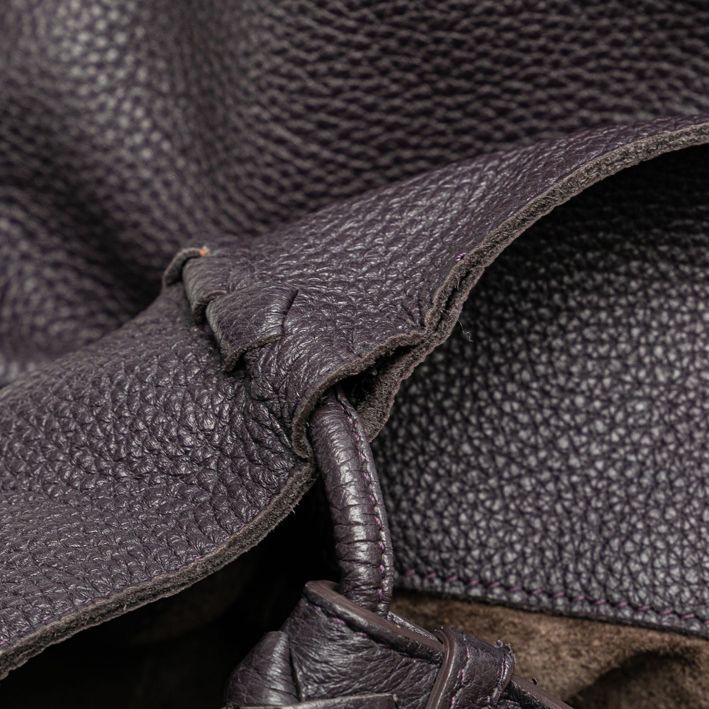 Purple Bottega Veneta Intrecciato Trimmed Washed Cervo Shoulder Bag