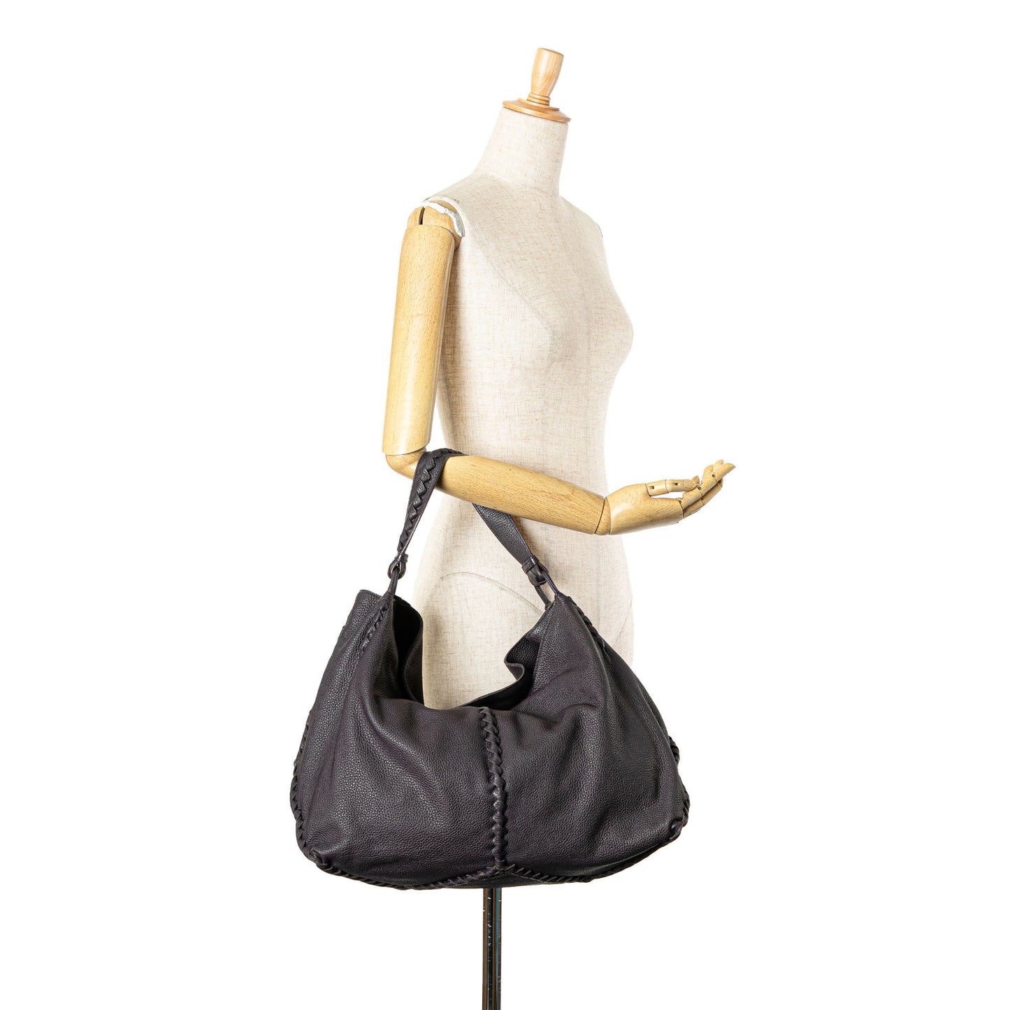 Purple Bottega Veneta Intrecciato Trimmed Washed Cervo Shoulder Bag