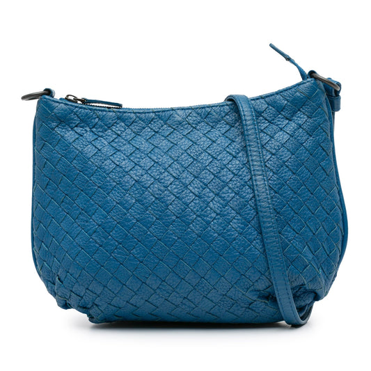 Blue Bottega Veneta Nappa Intrecciato Crossbody