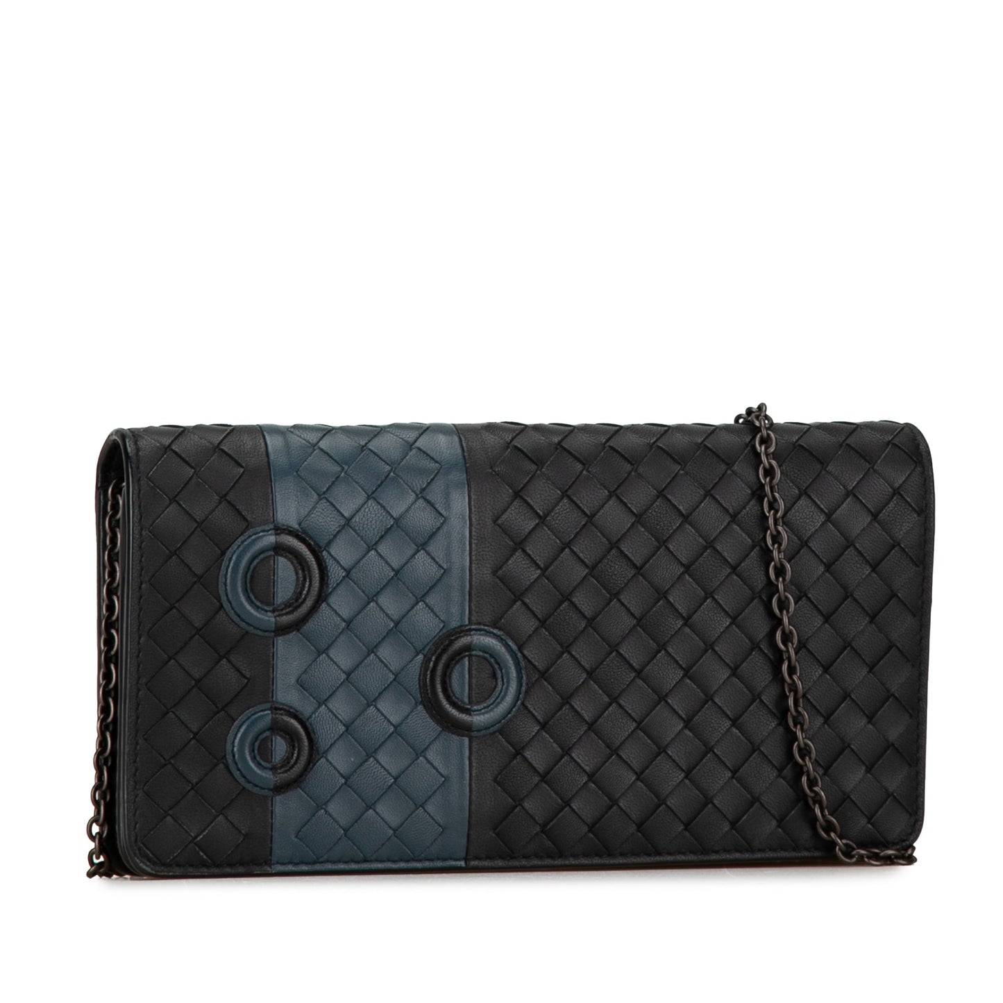Black Bottega Veneta Intrecciato Wallet On Chain Crossbody Bag