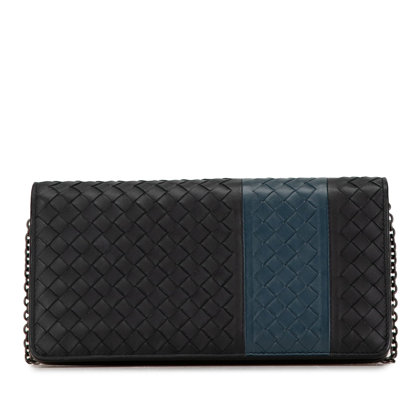 Black Bottega Veneta Intrecciato Wallet On Chain Crossbody Bag