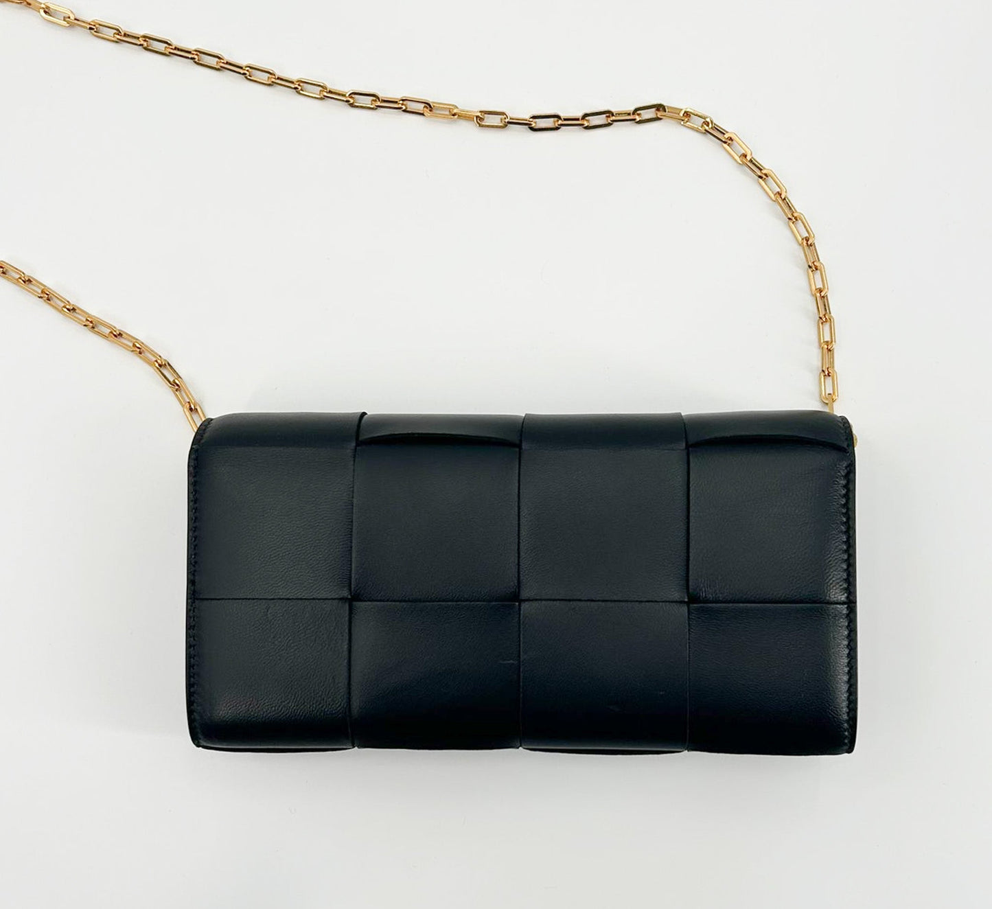 Bottega Veneta Cassette Leather Chain Wallet - Black