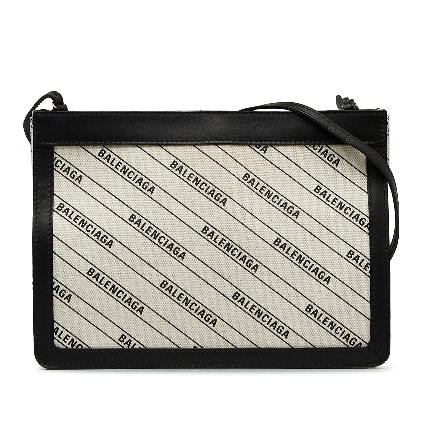 Balenciaga Sac All Over Logo Navy Pochette S