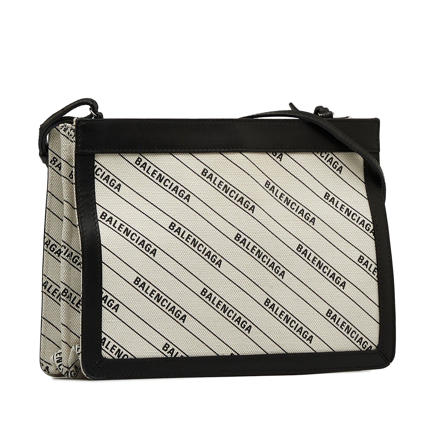 Balenciaga Sac All Over Logo Navy Pochette S