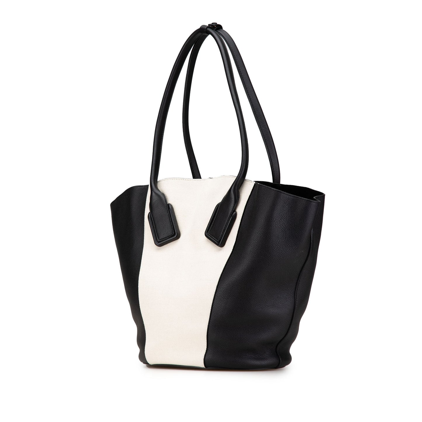 White Bottega Veneta Large Canvas and Leather Basket Tote