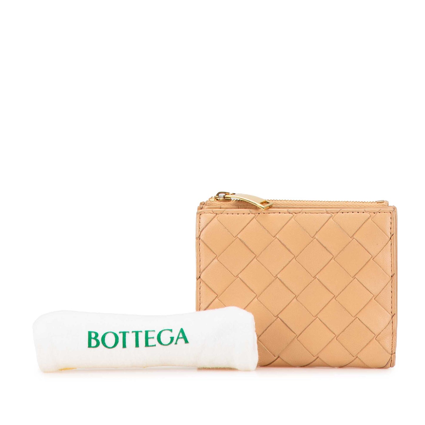 Tan Bottega Veneta Nappa Intrecciato Bifold Wallet