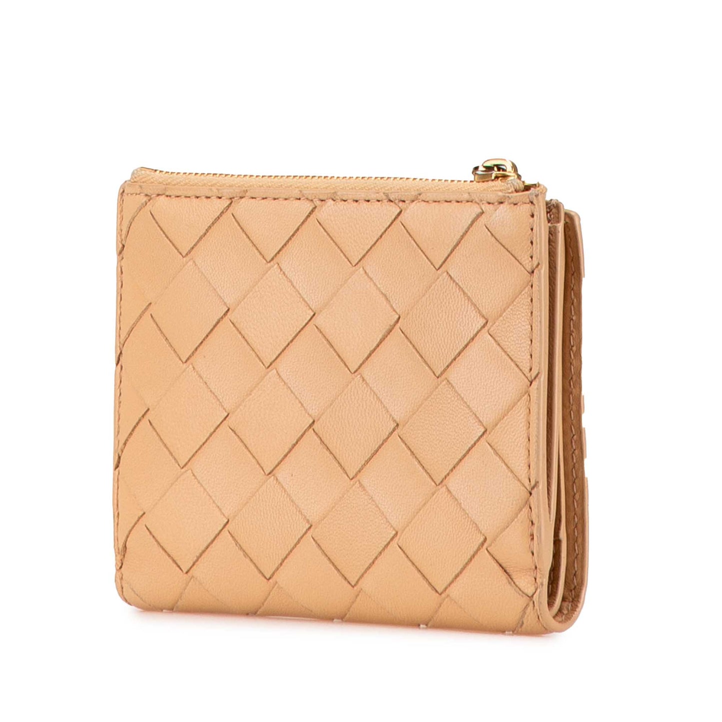 Tan Bottega Veneta Nappa Intrecciato Bifold Wallet