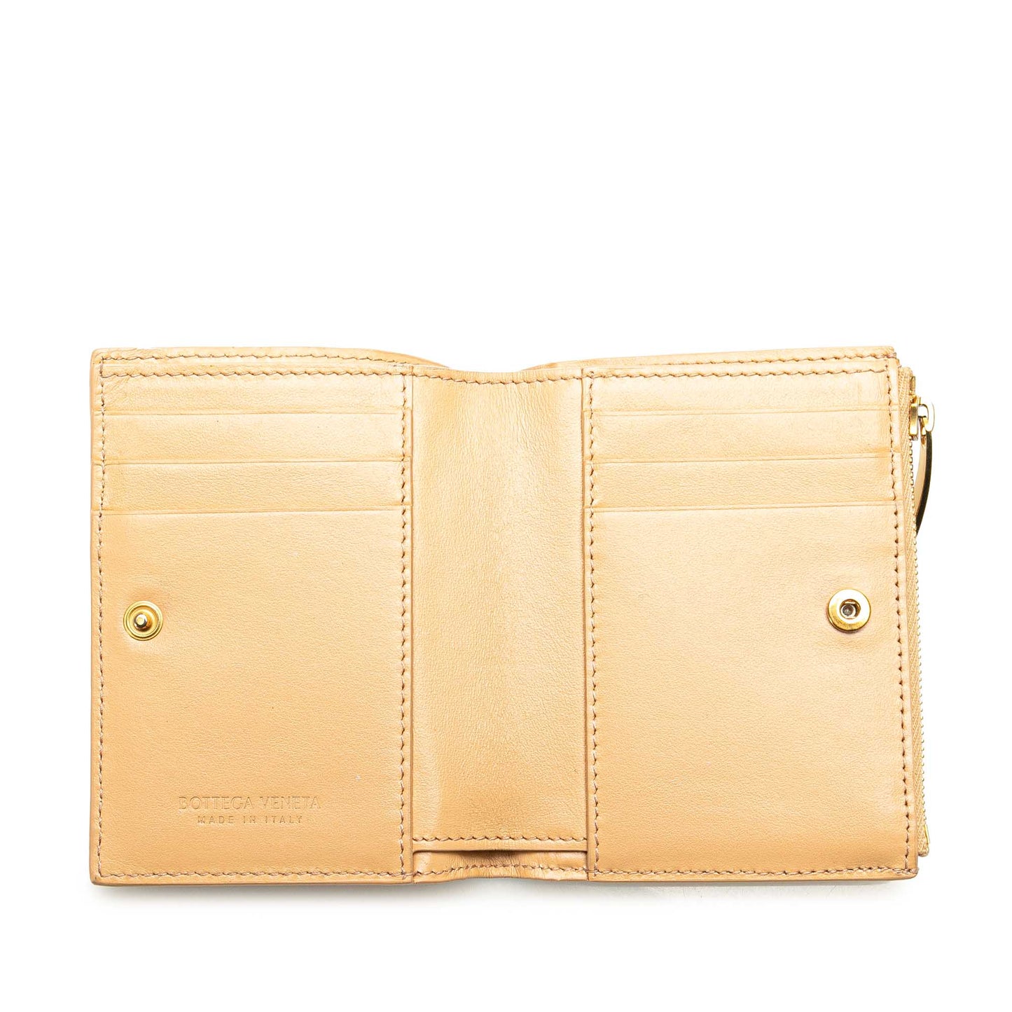 Tan Bottega Veneta Nappa Intrecciato Bifold Wallet