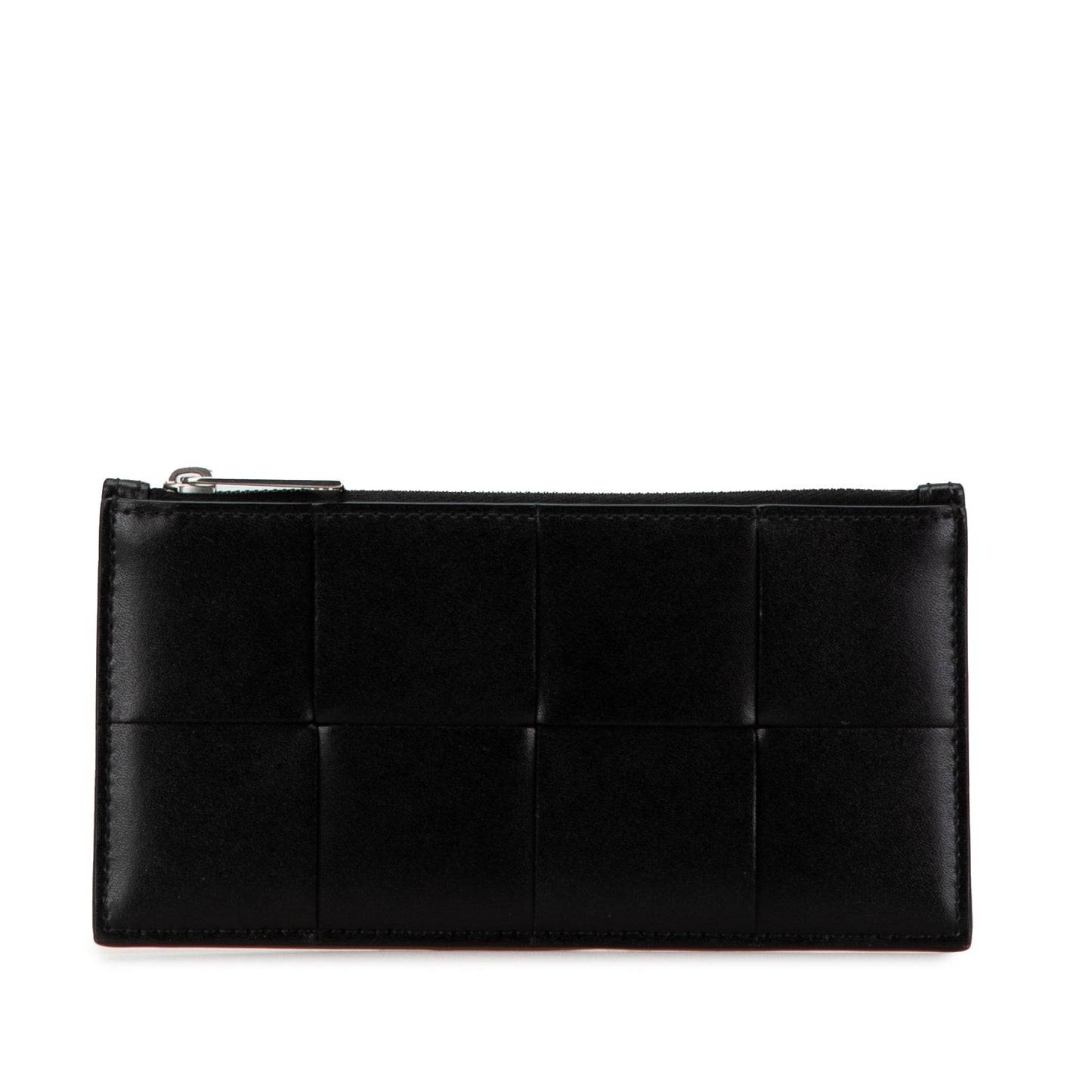 Black Bottega Veneta Intreccio Slim Cassette Zip Card Holder