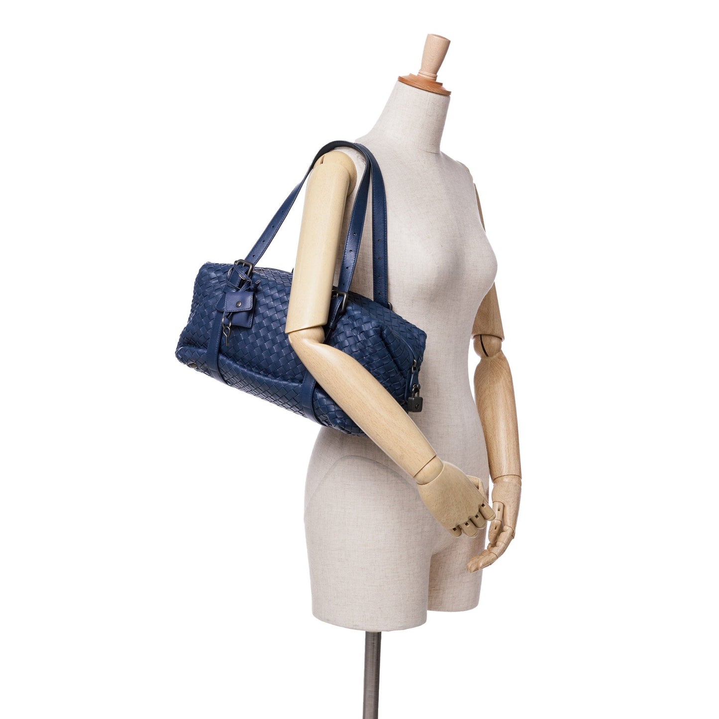Blue Bottega Veneta Nappa Intrecciato Montaigne Shoulder Bag