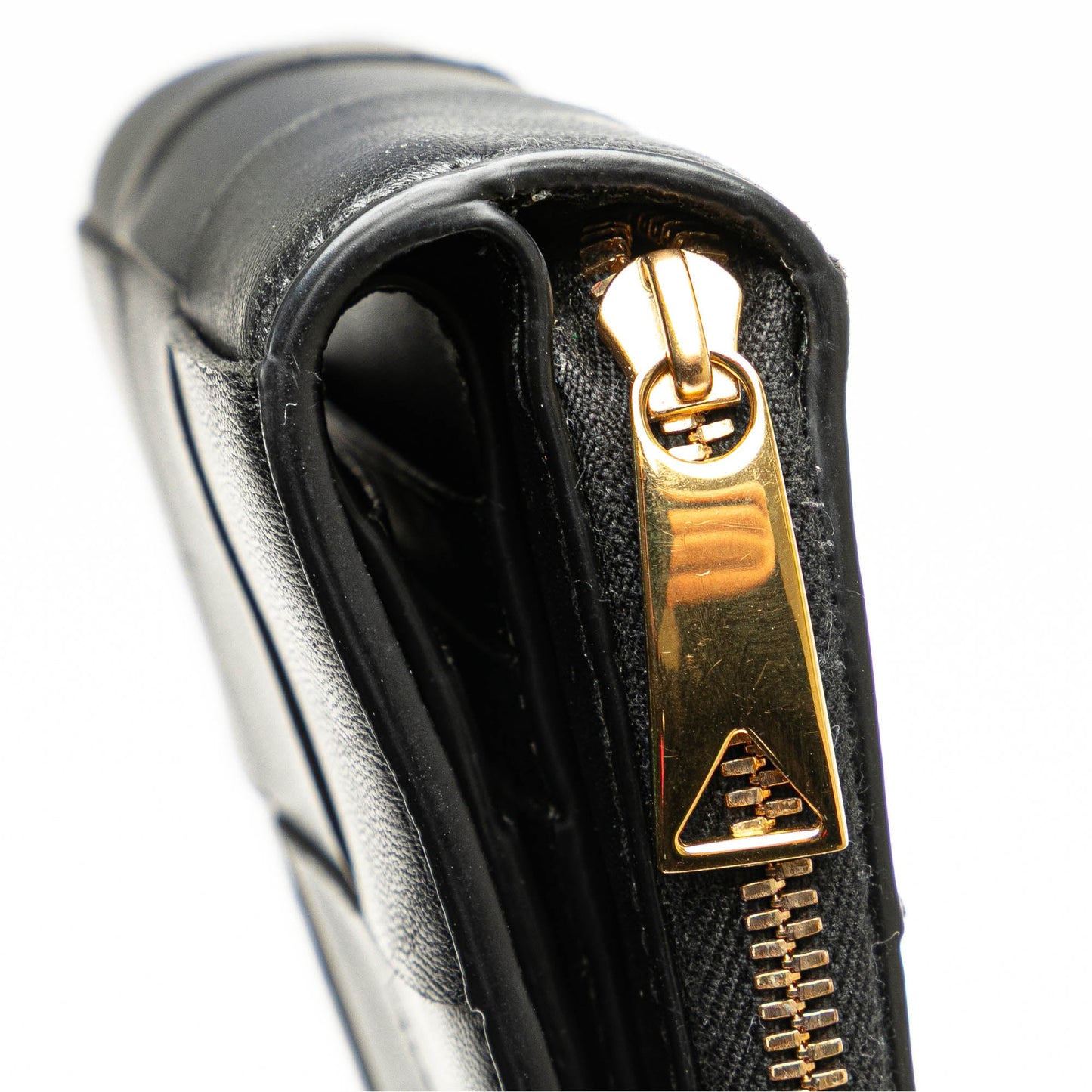 Black Bottega Veneta Lambskin Maxi Intreccio Cassette Bifold Zip Wallet