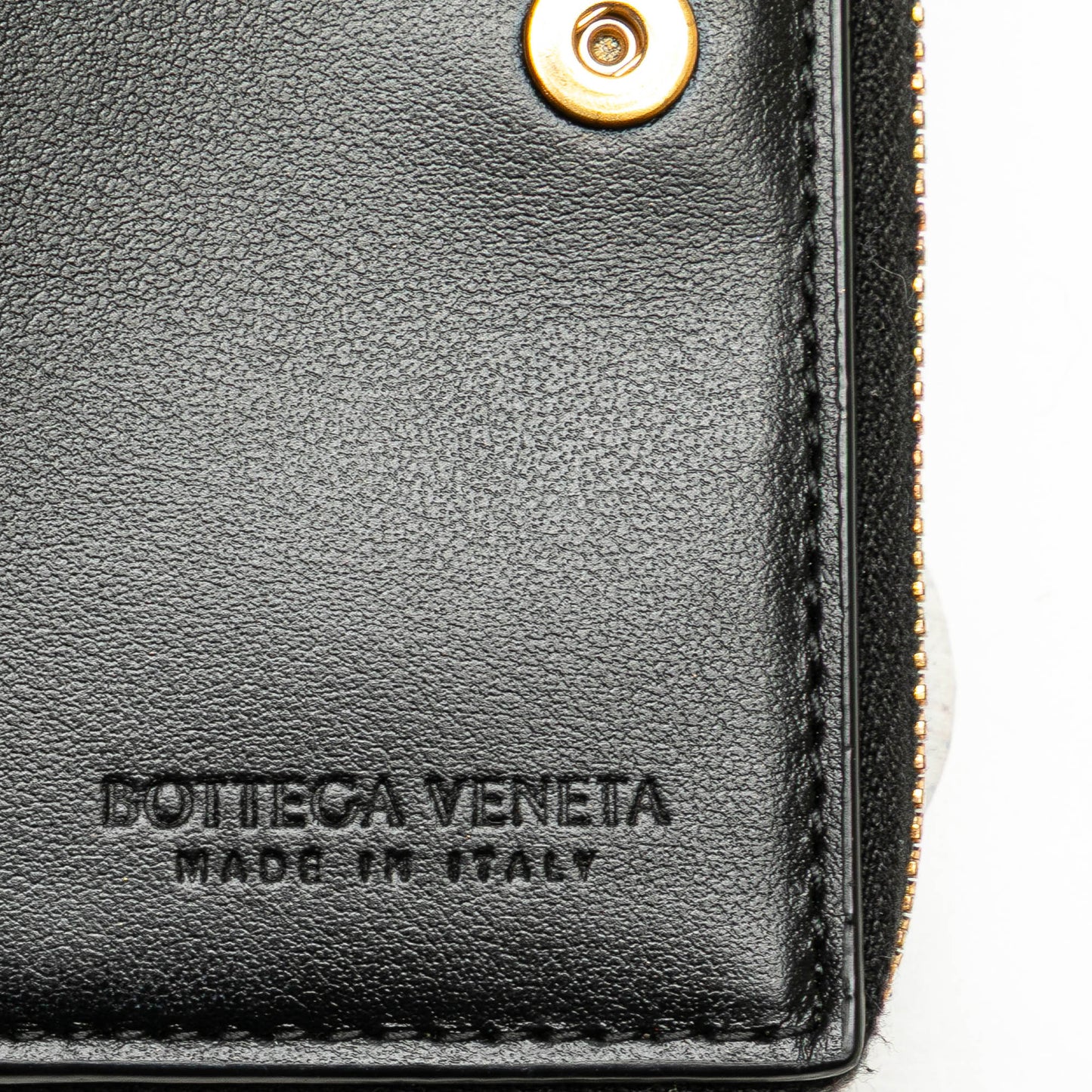 Black Bottega Veneta Lambskin Maxi Intreccio Cassette Bifold Zip Wallet