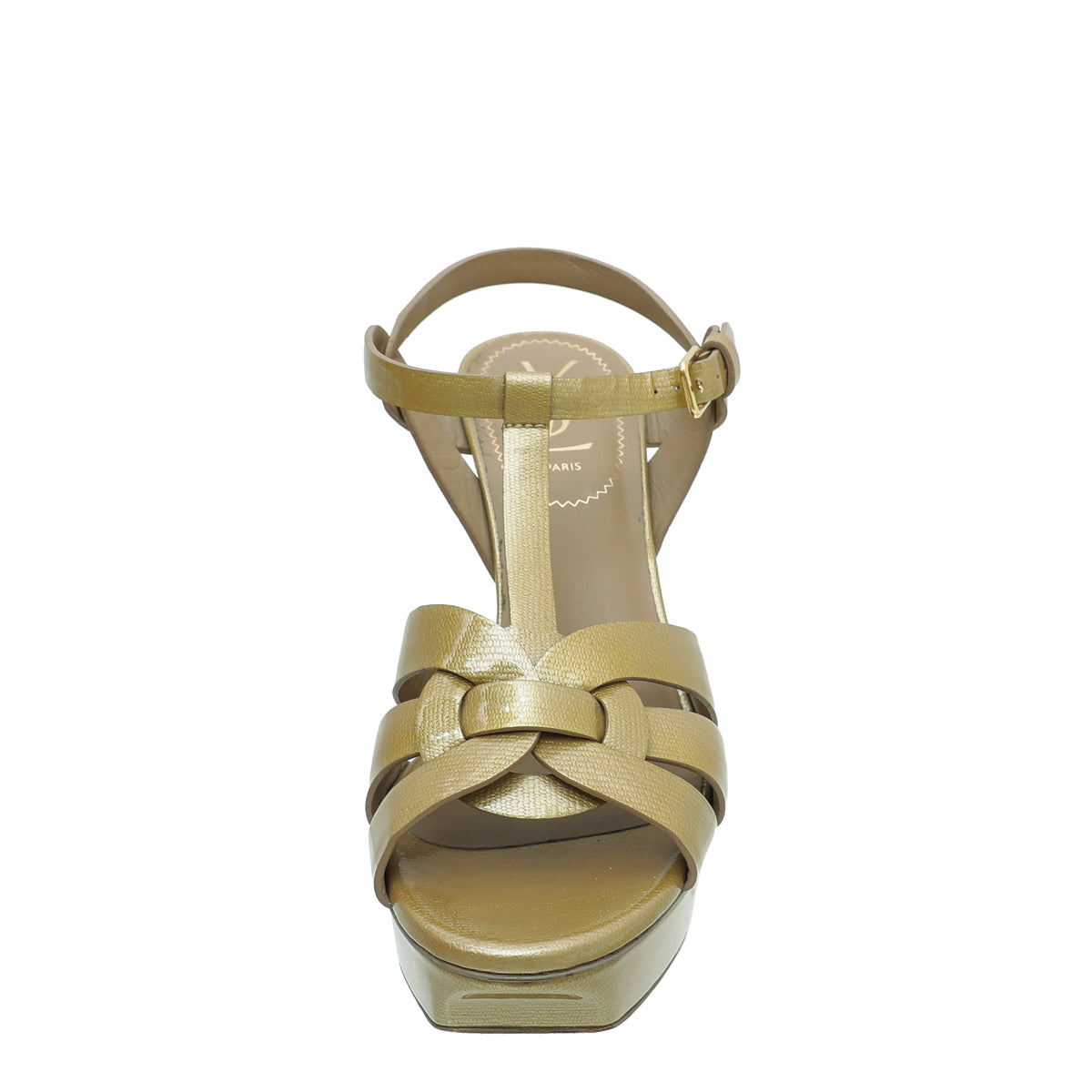 YSL Metallic Gold Tribute Sandal 38