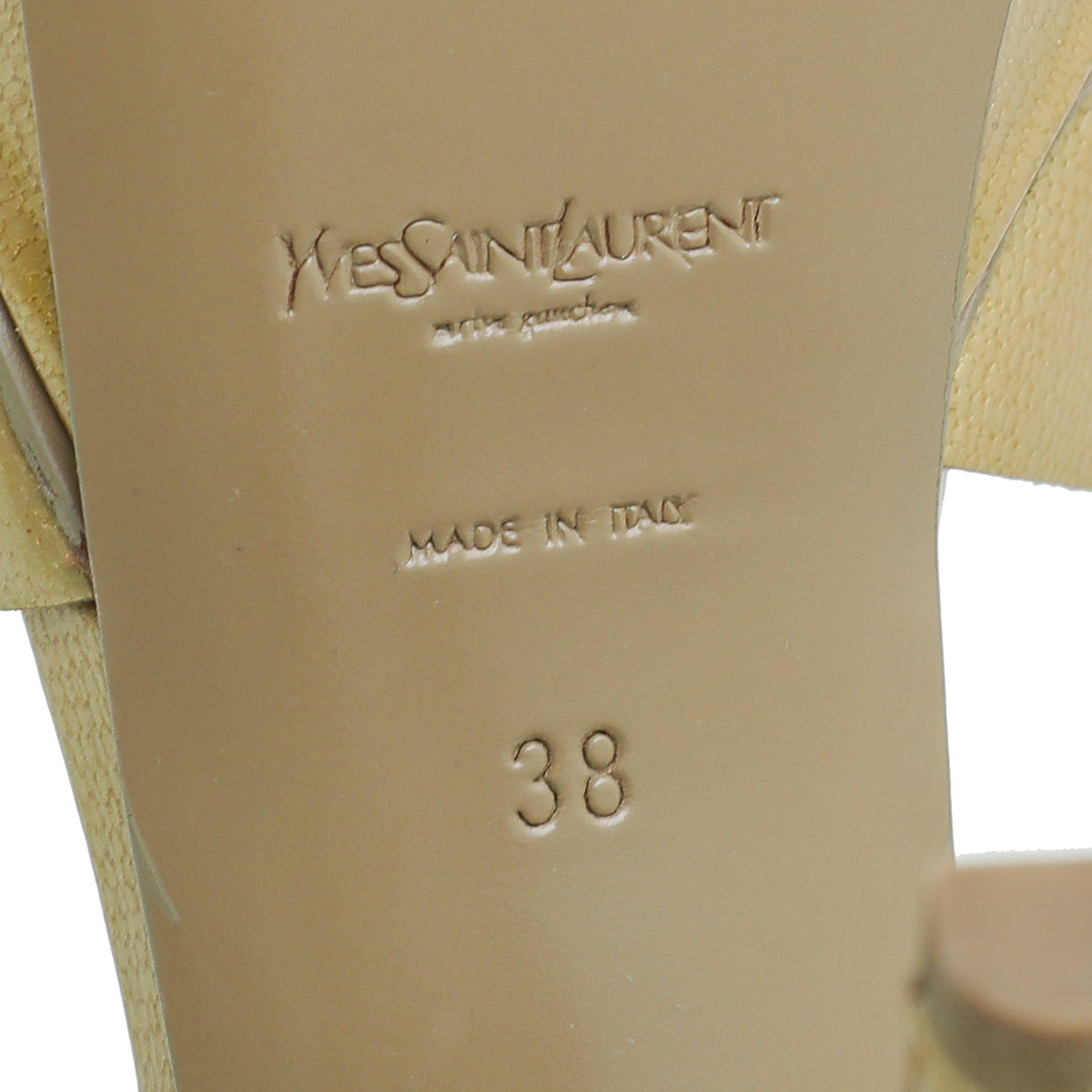 YSL Metallic Gold Tribute Sandal 38