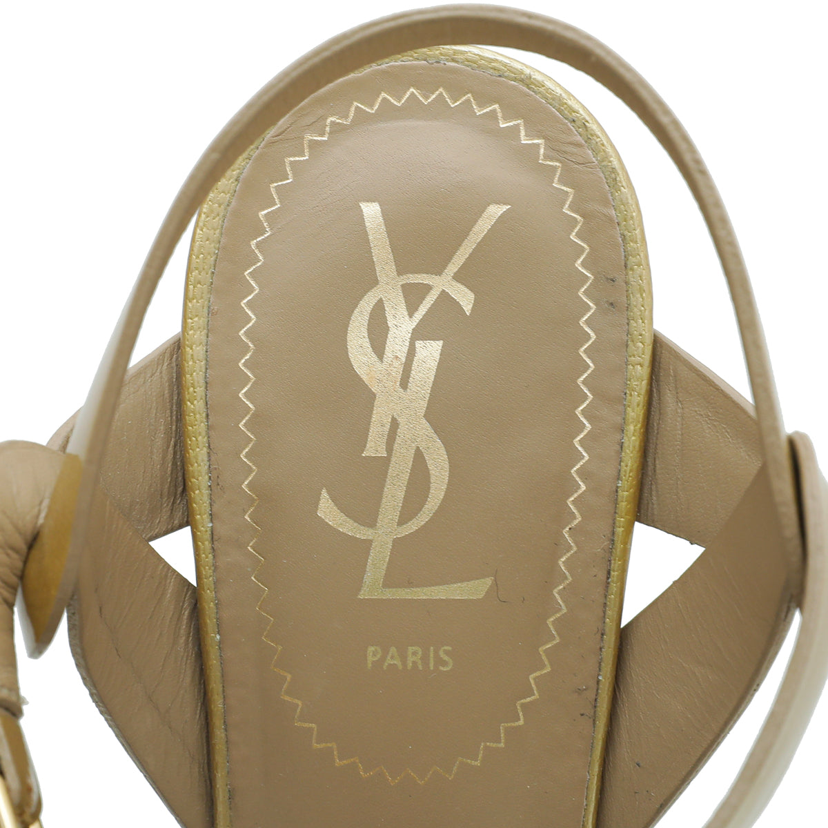 YSL Metallic Gold Tribute Sandal 38