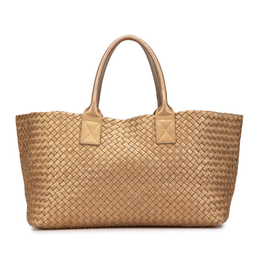 Bottega Veneta Sac Medium Lambskin Intreccio Cabat Tote