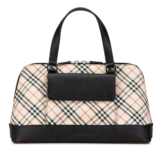 Beige Burberry Nova Check Canvas Handbag