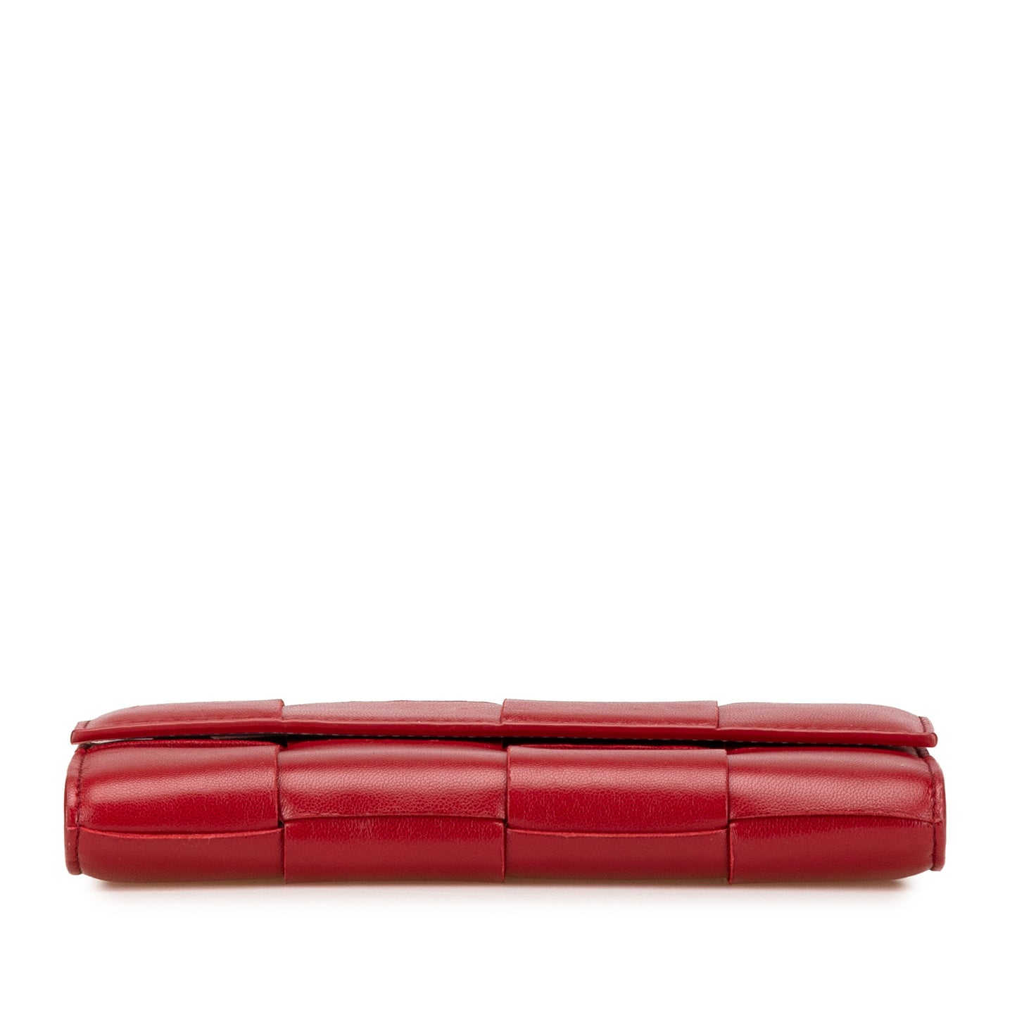 Red Bottega Veneta Large Lambskin Intreccio Cassette Flap Wallet