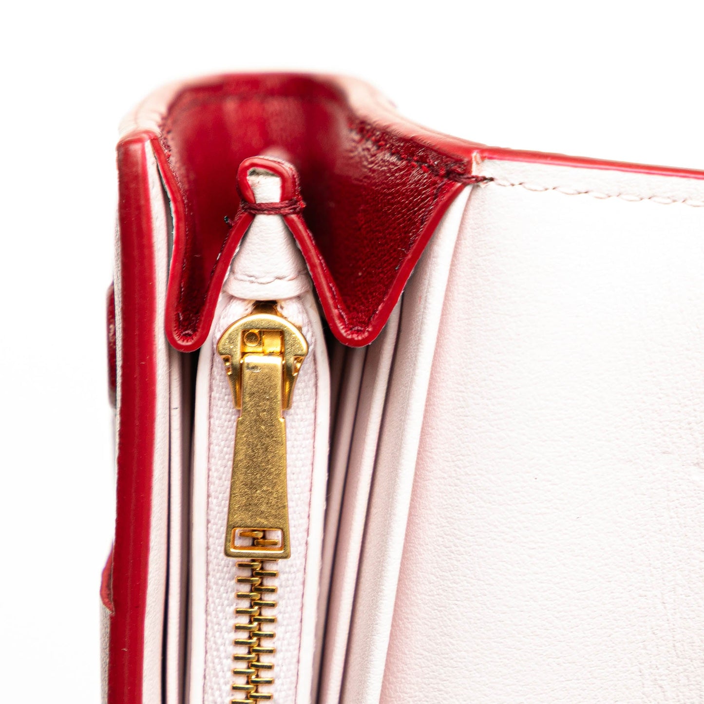 Red Bottega Veneta Large Lambskin Intreccio Cassette Flap Wallet