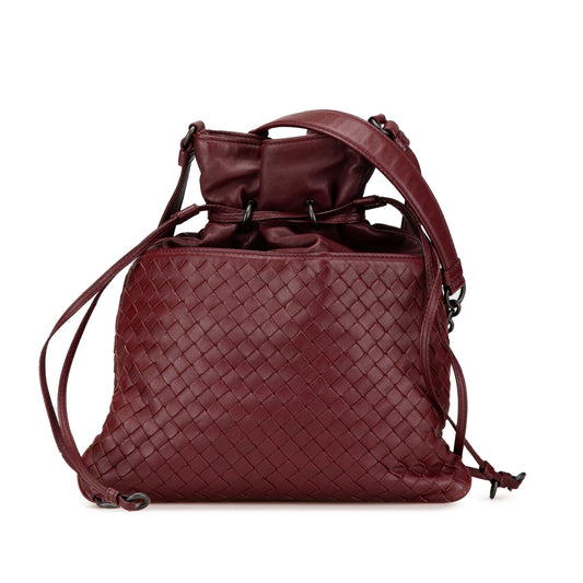 Red Bottega Veneta Nappa Intrecciato Drawstring Crossbody
