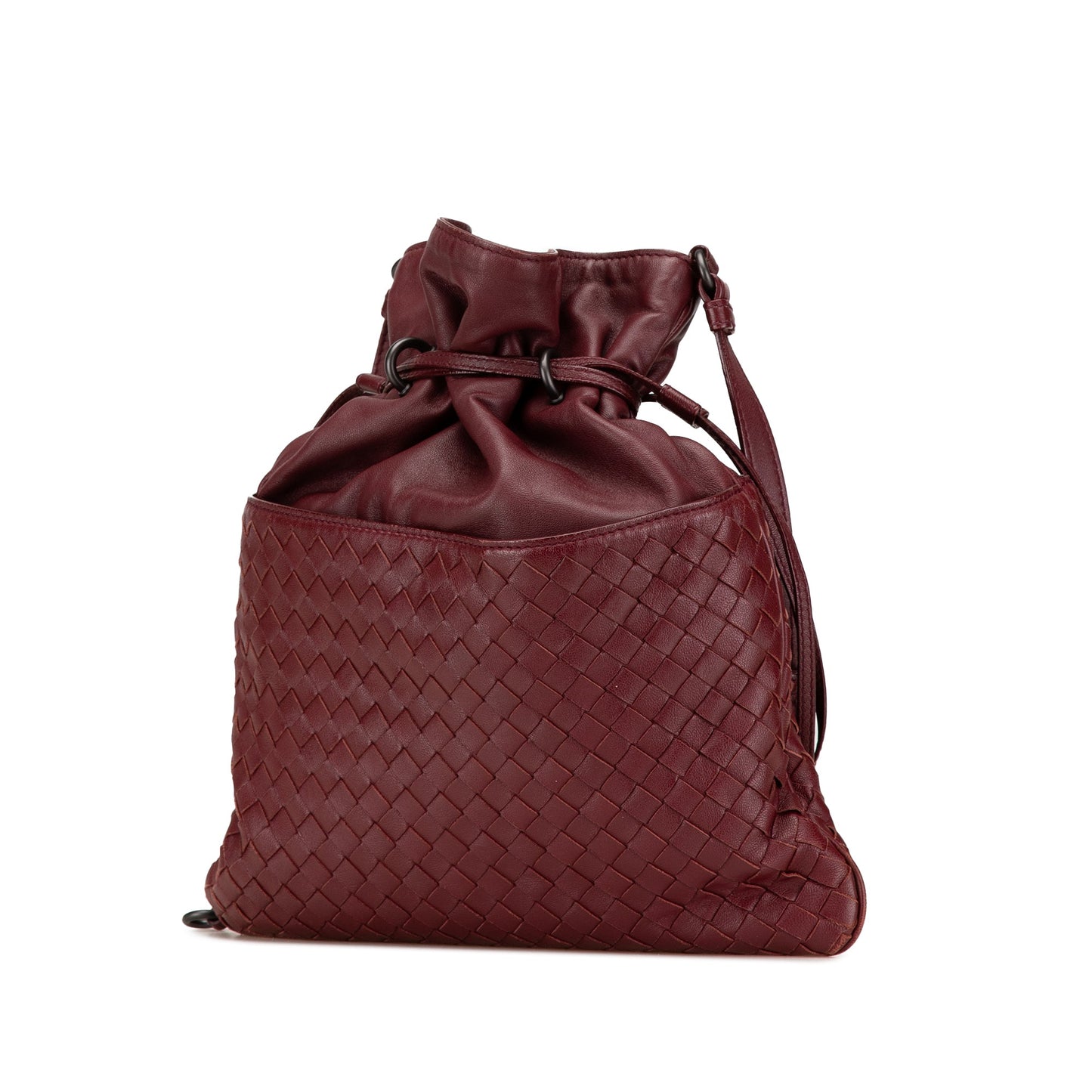Red Bottega Veneta Nappa Intrecciato Drawstring Crossbody