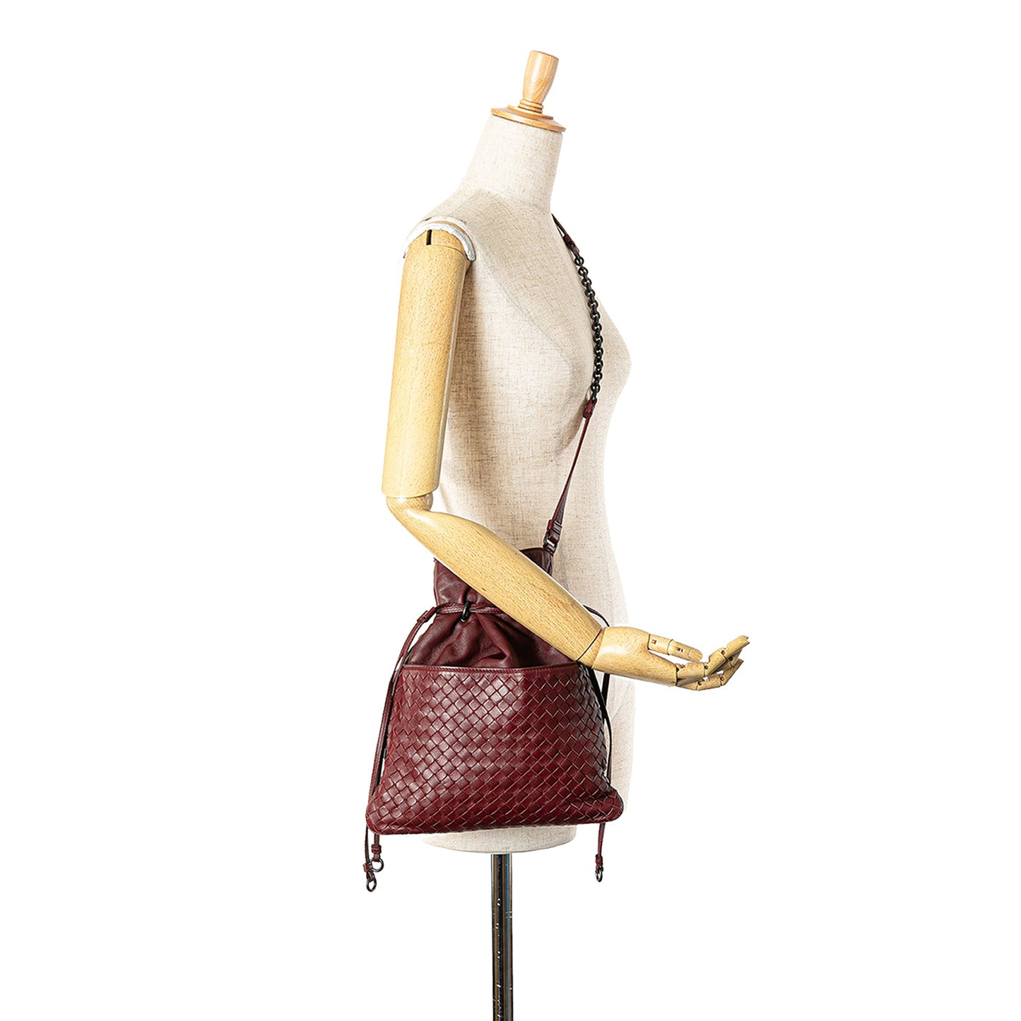 Red Bottega Veneta Nappa Intrecciato Drawstring Crossbody